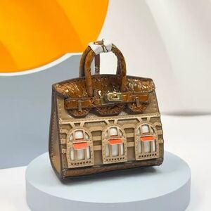 Elegant Tan and Brown Women's Handbag Bag Charm Coin Purse